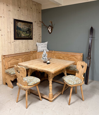 Oldwood Alpeninterieur zithoek | Stube eethoek | Vintage hoekbank