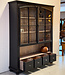 Schwarzer Vintage-Vitrinenschrank mit altem Glas | Buffetschrank
