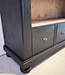 Schwarzer Vintage-Vitrinenschrank mit altem Glas | Buffetschrank