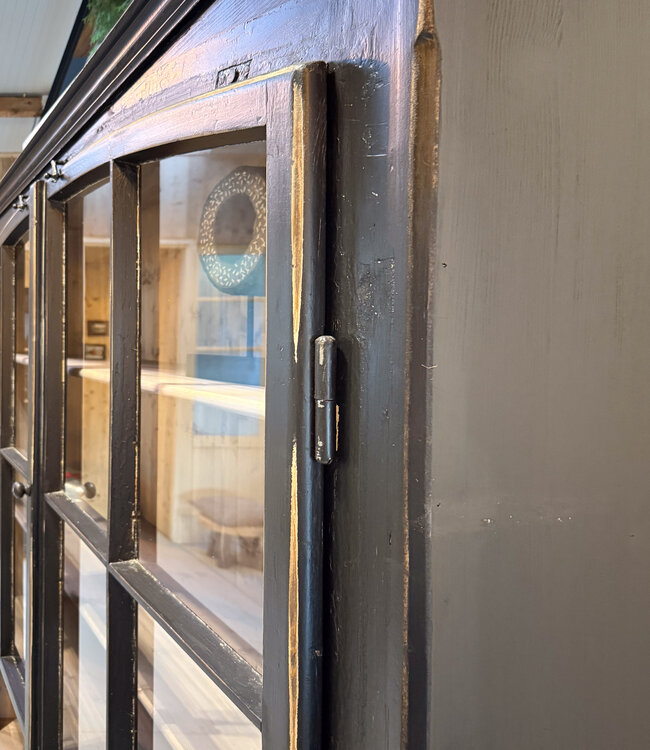 Vintage black sideboard with old glass | Display cabinet - Copy