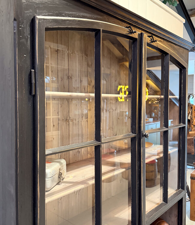 Vintage black sideboard with old glass | Display cabinet - Copy