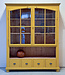 Yellow vintage wooden display cabinet