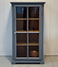 Gray vintage wooden display cabinet with old glass