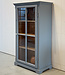 Gray vintage wooden display cabinet with old glass