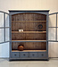 Vintage gray display cabinet with old glass | Sideboard
