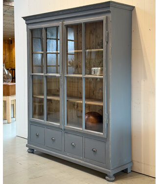 Vintage gray-blue display cabinet