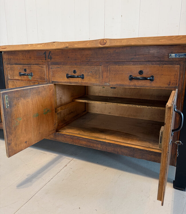 Industrial wooden sideboard with drawers