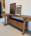 Vintage-Werkbank aus Holz mit Schraubstock