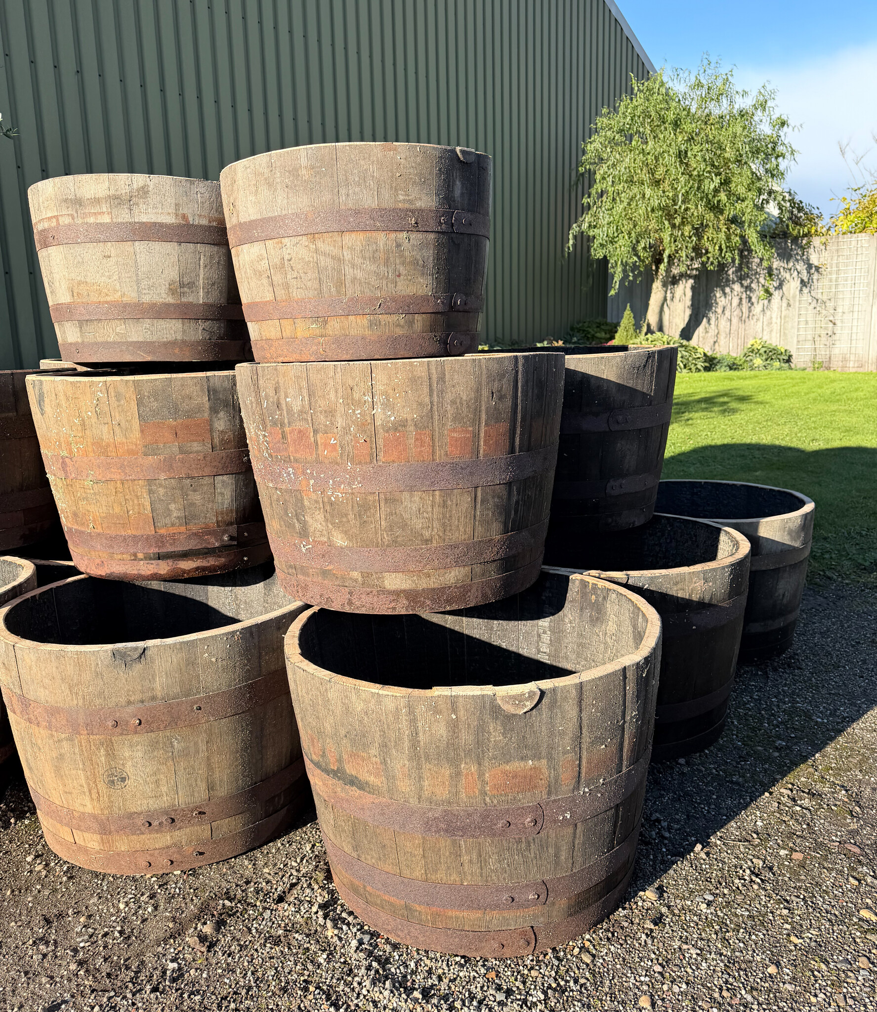 €69.- Half Oak Whisky Barrels Wine Barrels Planter | Wooden Tub