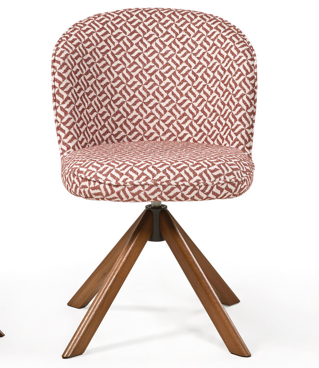 Nina Beige dining chair with wooden swivel legs