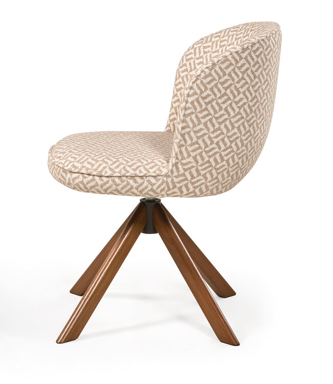 Nina Orange dining chair with wooden swivel base