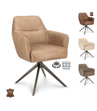 Oldwood Levi armchair – Bull Liver swivel dining chair