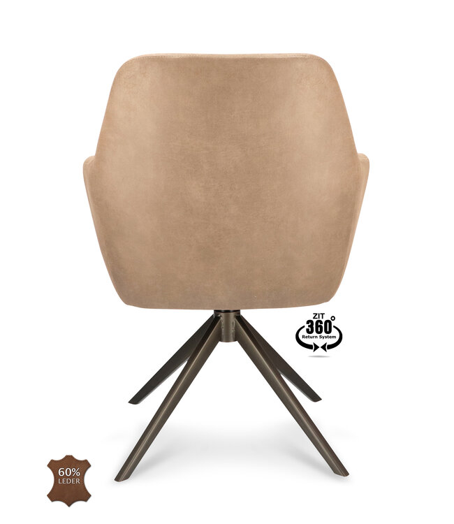 Armstoel Levi – draaibare eetkamerstoel Bull Liver