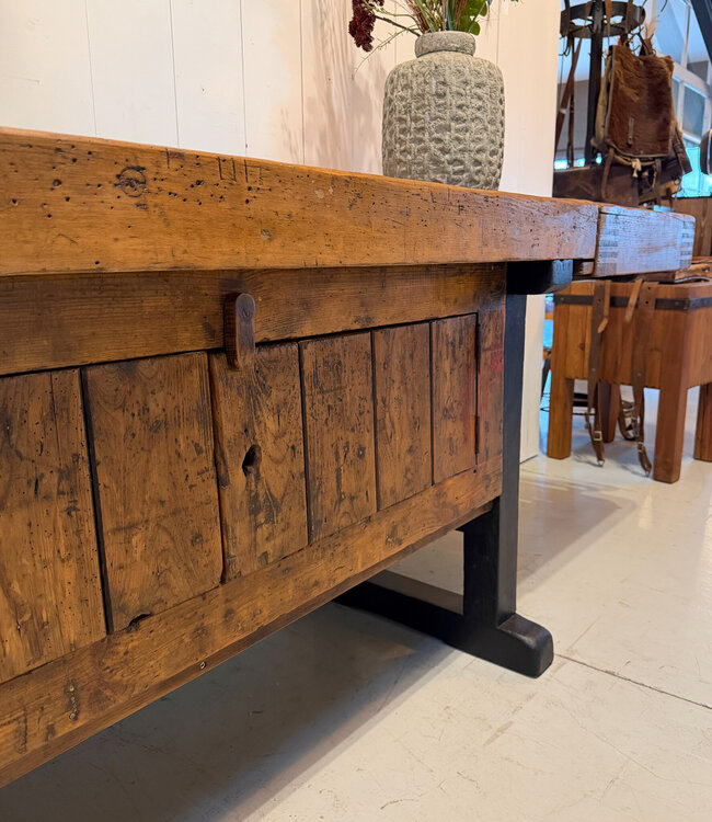 Vintage wooden carpenter's workbench