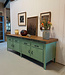 Vintage wooden green workbench