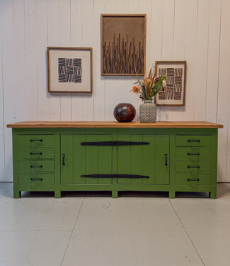 Oldwood Vintage groene houten werkbank