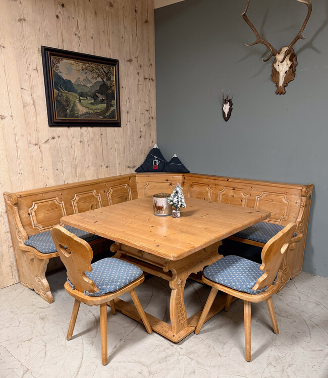 Vintage Alpen Stube-Set | Sitzecke mit Tisch und Stühlen