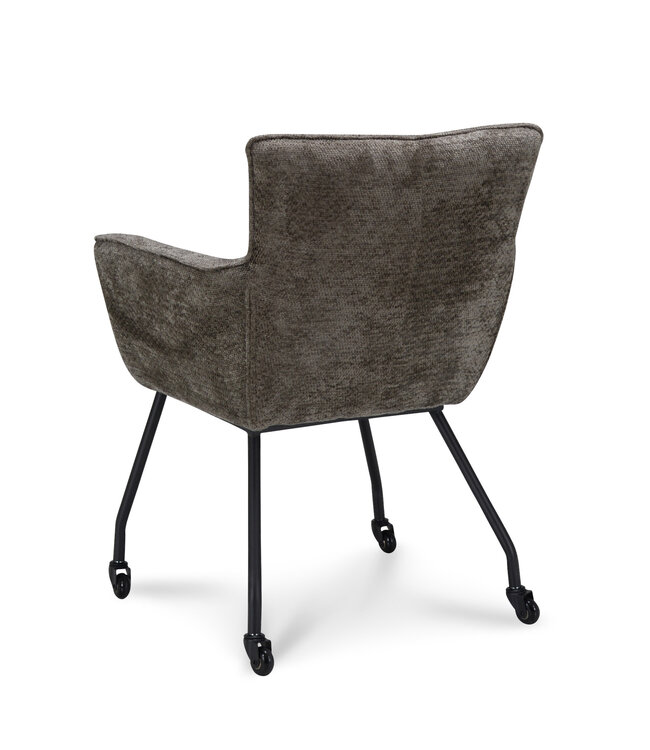 Sessel Lucy – Esszimmerstuhl mit Rollen – Farbe: Movie Taupe