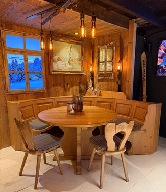 Oldwood Austrian round seating | Stube seating area | Round sofa + table and chairs