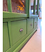 Green rustic wooden china cabinet