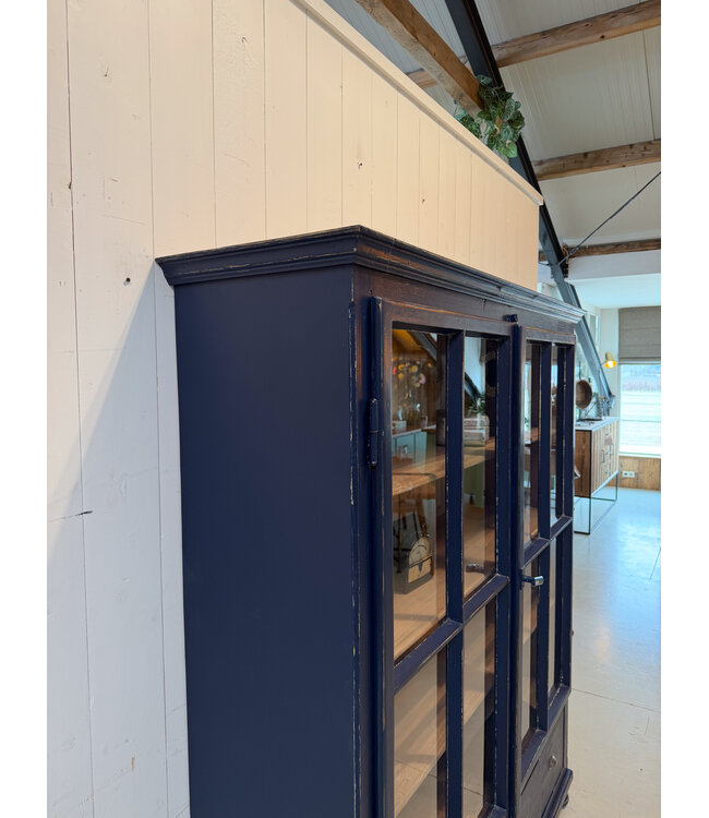 Vintage wooden sideboard with old glass | Display cabinet
