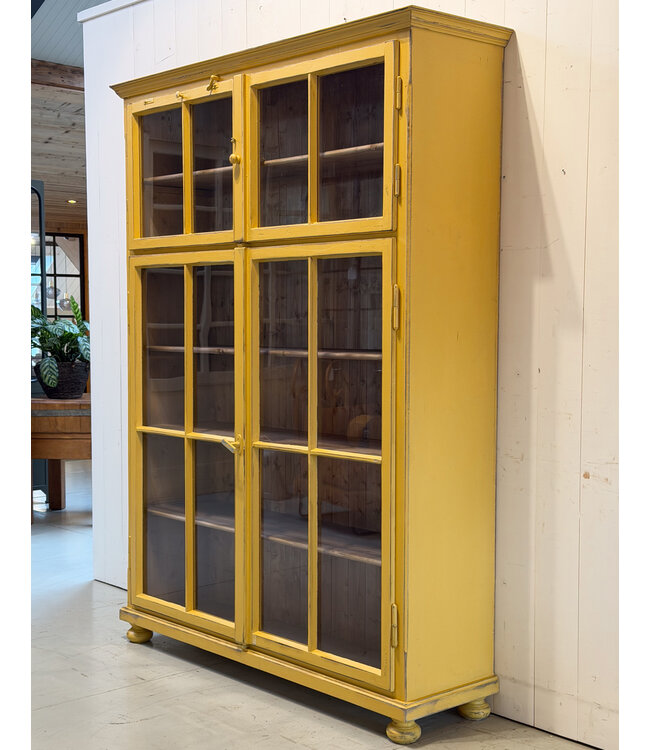 Wooden china cabinet - yellow