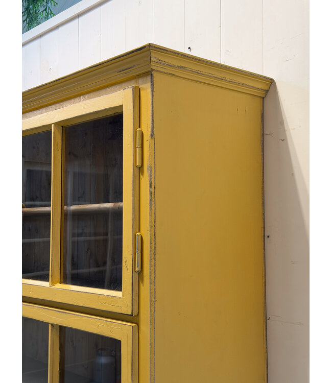 Wooden china cabinet - yellow