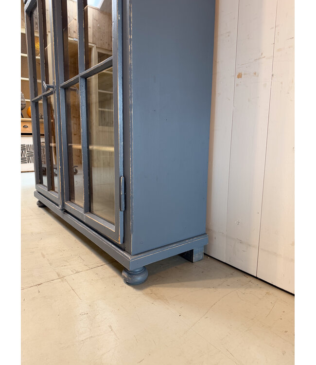 Wooden china cabinet - grey-blue