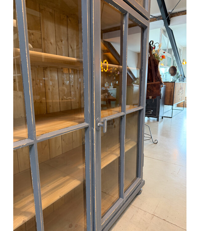 Wooden china cabinet - grey-blue