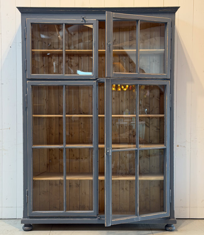 Houten servieskast  - grijsblauw