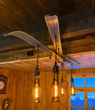 Unique lamp made from vintage skis
