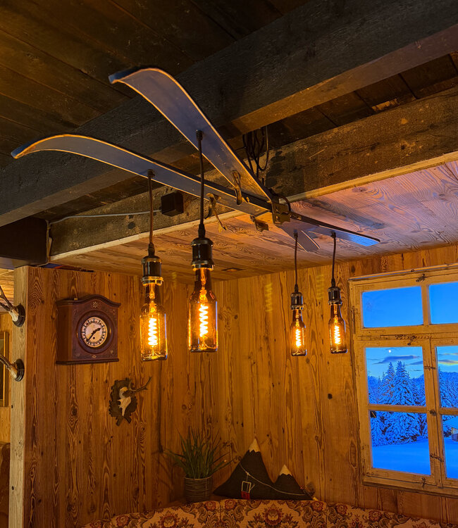 Unique lamp made from vintage skis