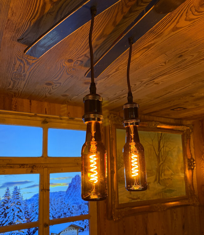 Unique lamp made from vintage skis