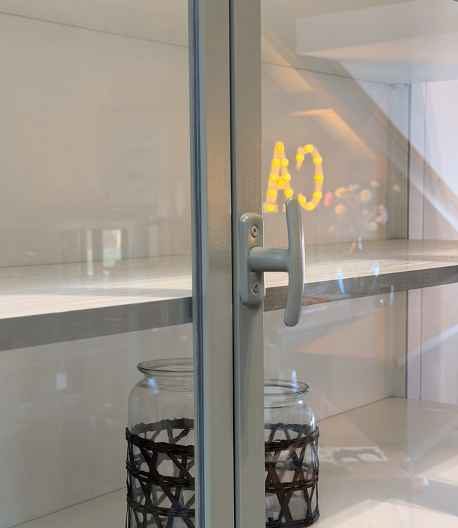 Green steel display cabinet Leiden with drawers and doors | Custom made