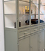 Green steel display cabinet Leiden with drawers and doors | Custom made