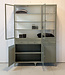 Green steel display cabinet Leiden with drawers and doors | Custom made