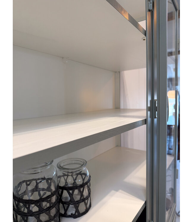 Green steel display cabinet Leiden with drawers and doors | Custom made