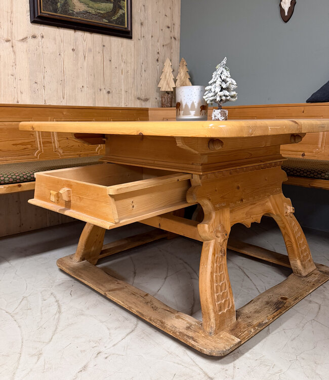 Vintage Alpen Stube set | Zithoek met tafel