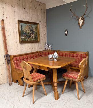 Oldwood Stube set | Oostenrijkse zithoek | Hoekbank met tafel en stoelen