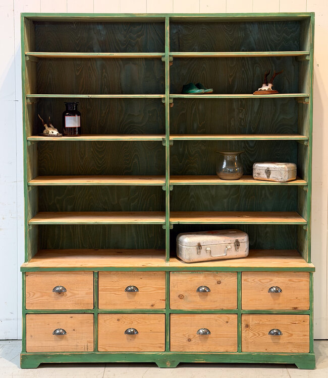 Vintage houten vakkenkast met lades | Unieke oude kast