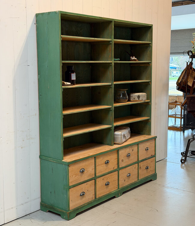 Vintage houten vakkenkast met lades | Unieke oude kast