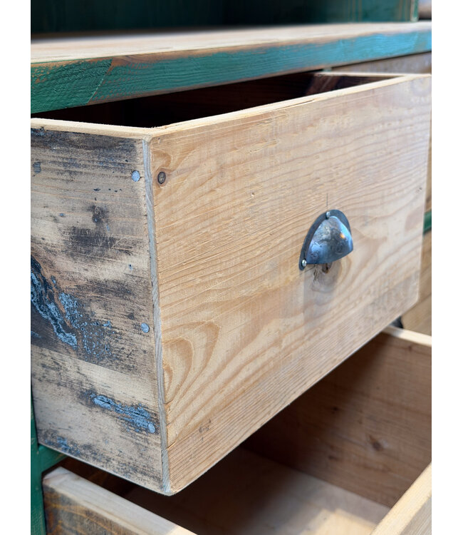 Vintage wooden compartment cabinet with drawers | Unique old cabinet