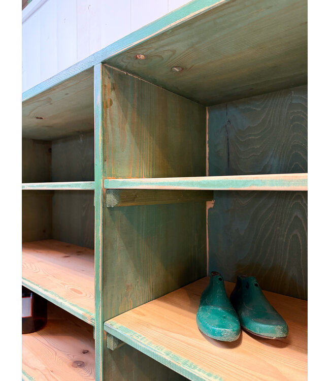 Vintage wooden compartment cabinet with drawers | Unique old cabinet