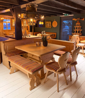 Oldwood Stube-Set | Ecksofa mit Tisch und Stühlen | Österreichische Sitzgruppe