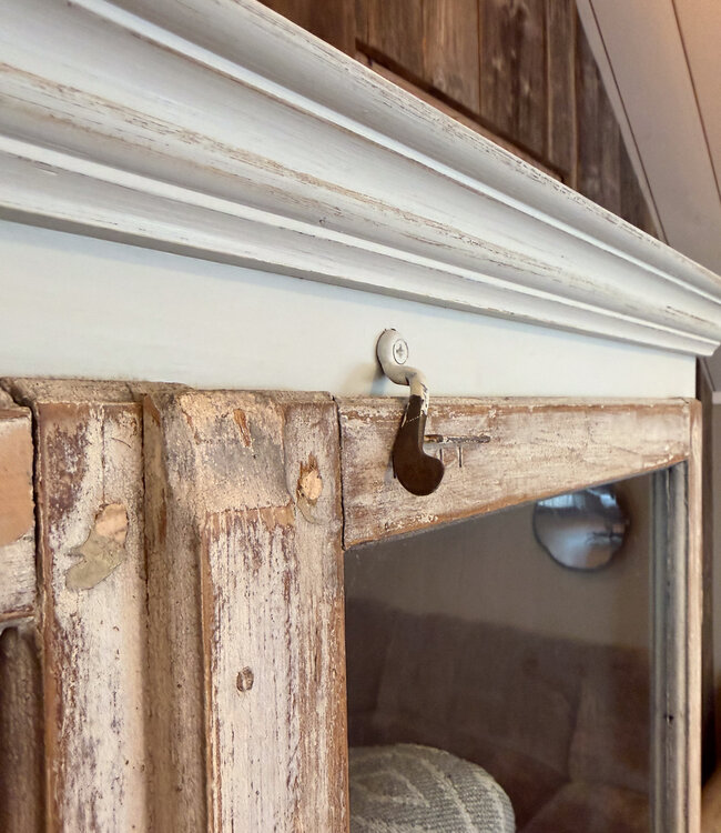 Vintage wooden display cabinet with glass | Unique cabinet