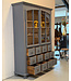 Grey display cabinet with glass doors and 12 drawers | Buffet cabinet