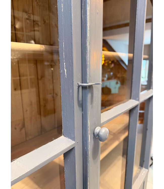 Grey display cabinet with glass doors and 12 drawers | Buffet cabinet