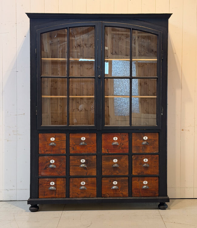 Black display cabinet with 12 drawers | Buffet cabinet