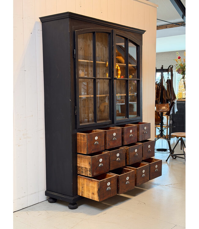 Black display cabinet with 12 drawers | Buffet cabinet