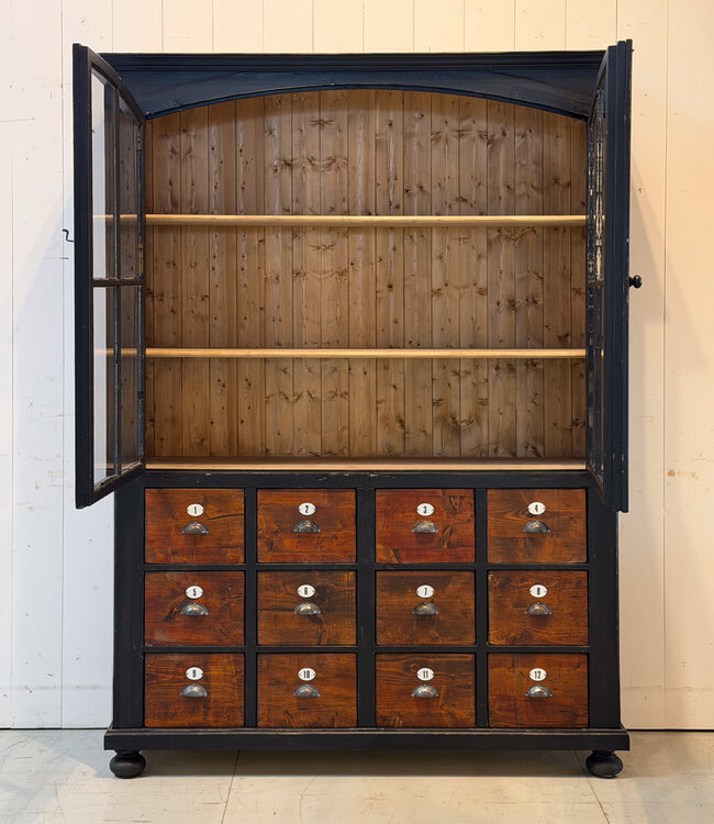 Black display cabinet with 12 drawers | Buffet cabinet